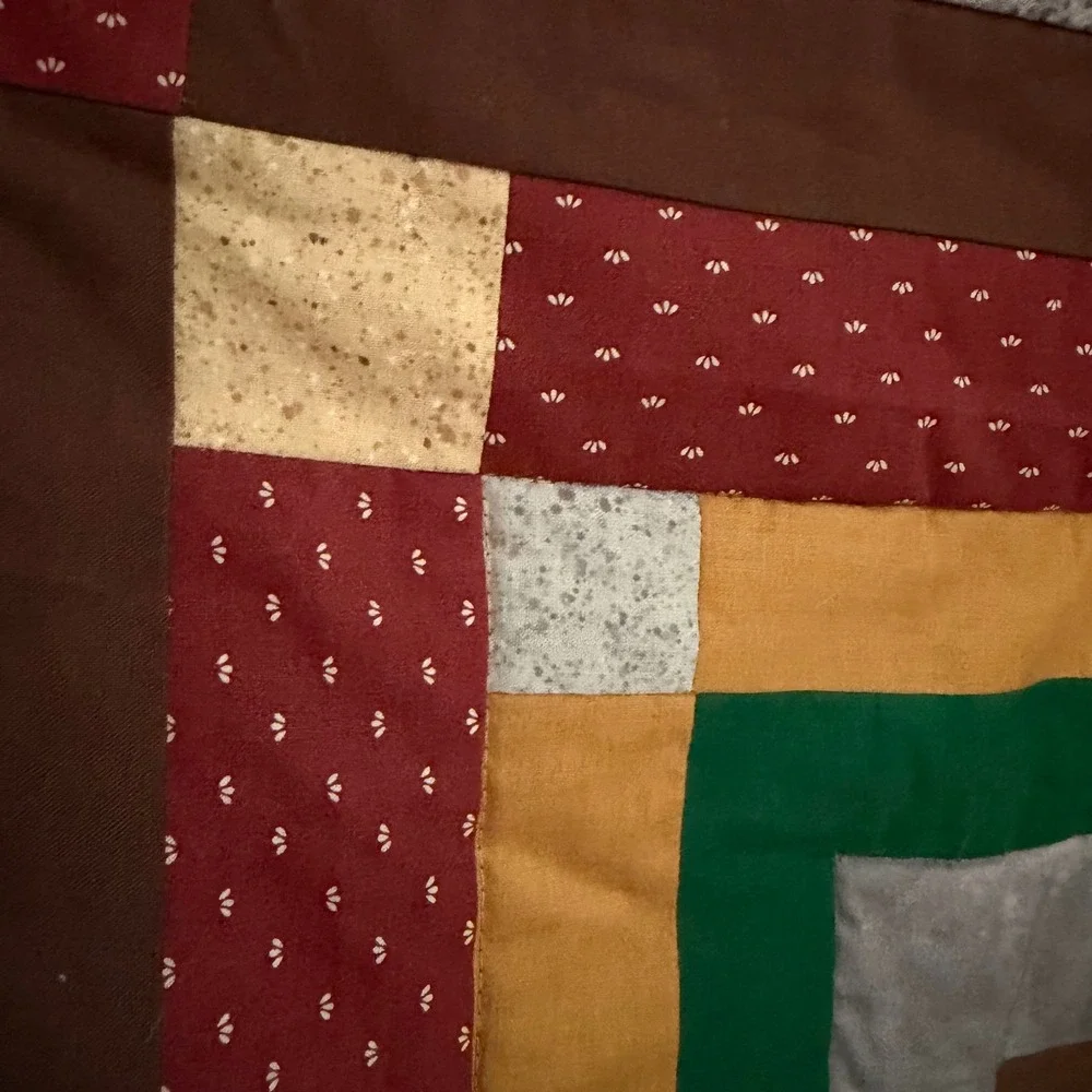 Handmade Deer Wildlife Quilt Throw Brown Green Baby Child Rustic